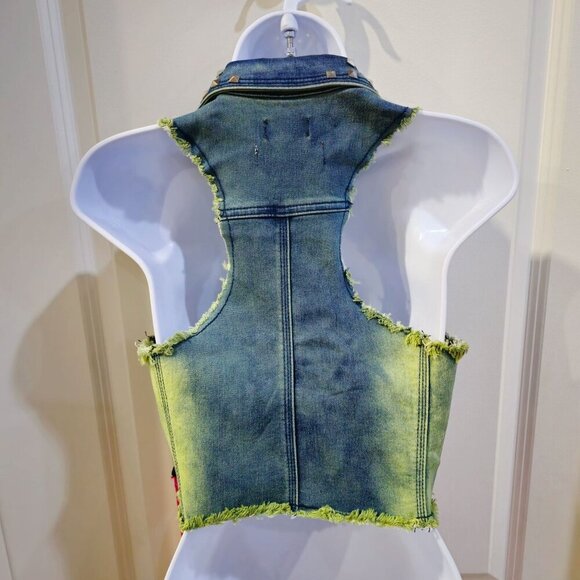 Iron Fist Denim Fringe Vest | Studded Button-Up S EUC Legacy Alt-Core Statement - Picture 4 of 15
